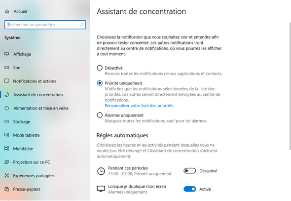 Assistant de concentration